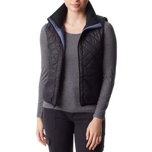 Sleeveless Quilted Vest Navy Blue Zip-Front, Women's Size L